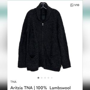 Aritzia TNA | 100%  Lambswool Cabincore Zip Up Cardigan Sweater Size Small